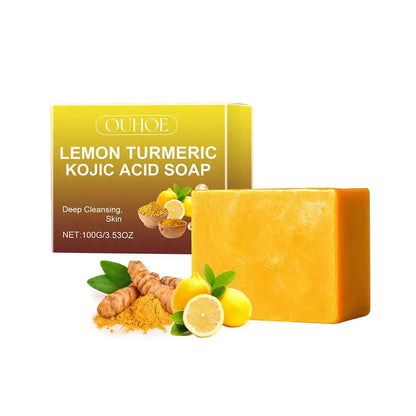 100g Lemon Turmeric Kojic Acid Soap Natural Brightening Improves Dull Skin Gentle Clean Oil Control Face Skin Care