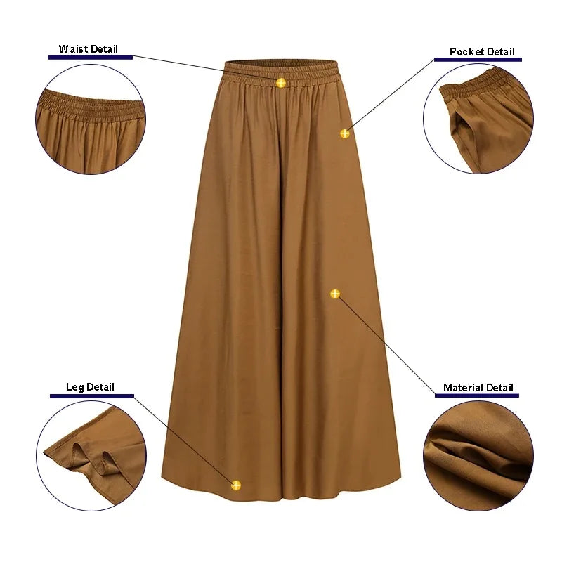 Spring And Summer Women's Plus Size Wide Leg Pants Ice Silk Fold Retro Minimalist Mid Rise Elastic Drape Straight Leg Trousers