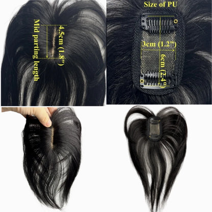 Natural 100% Human Hair Bangs Side Fringe for Women 3D Middle Part False Bangs Clip-in Extensions Hair Accessories Hairpieces