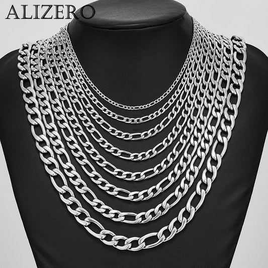 Men's 925 Sterling Silver Necklace 2/4/6/8/10/12MM 40-75cm Figaro Chain Necklace Lobster Clasp Men Women Engagement Jewelry