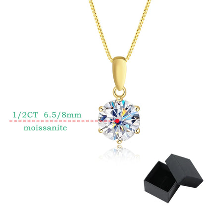 1CT 2CT D Color Moissanite Necklace Flawless Sparkly Simulated Diamond Pendant