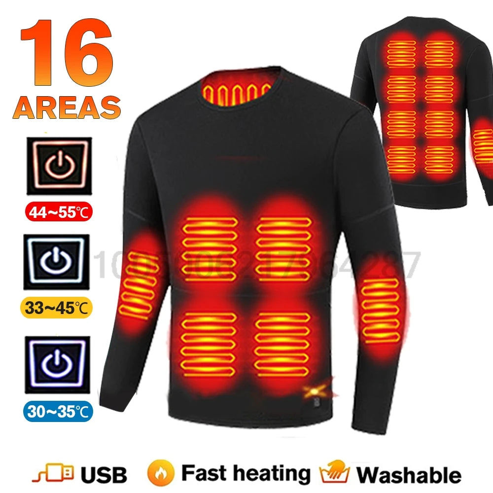 Winter Heated Underwear Set Women Men USB Electric Heating Jacket Winter Sports Thermal Underwear Electric Heated Equipment