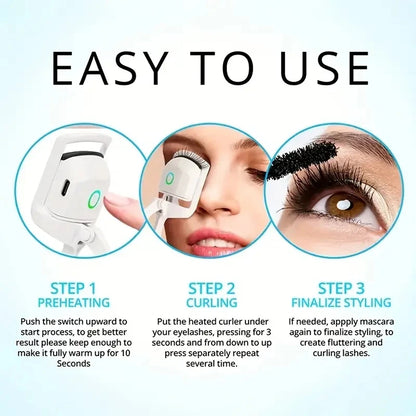 1pc ABS Electric Eyelash Curler, Long-Lasting Curl Electric Eye Lash Perm Eyelashes Clip EyelashCurler Device Makeup Tools