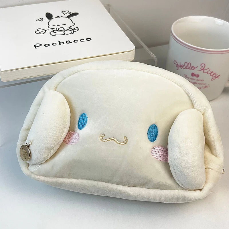 Hello Kitty Plush Bag Anime Sanrio Cinnamoroll Cosmetic Storage Bags Cartoon Kawaii Pachacco Pencil Case Girl Birthday Gifts