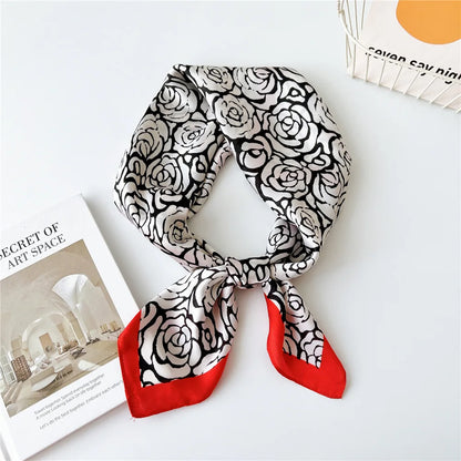 70cm Spring Summer Florals Printed Women Scarf Casual Fashion Neckerchief Shawl Wrap Square Headscarves Headware 2023 New