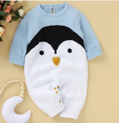 Winter Warm Knitted Baby Rompers & Shoes + Gloves