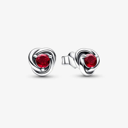 Month Birthstone Eternity Circle Stud Earrings 925 Sterling Silver Earrings Women Birthday Commemorative Jewelry Exquisite Gift