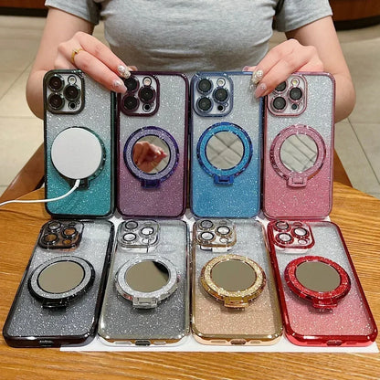 Luxury Glitter Mirror Stand Case for iPhone