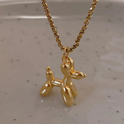 Stainless steel Gold Color Chain Balloon Puppy Pendant Necklace New Collarbone Sweater chain women's accessories fashion jewelry