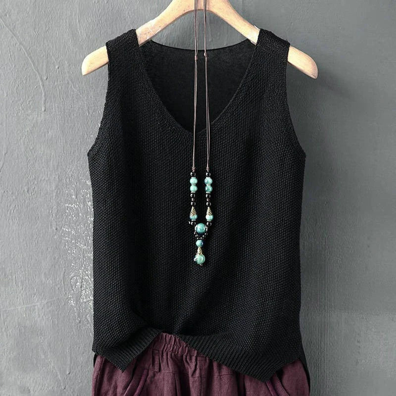 Blusas Mujer De Moda 2024 Blouse Women Summer Sleeveless Knitted Blouse Shirt Women Clothes V-neck Blouse Women Tops Shirts C855