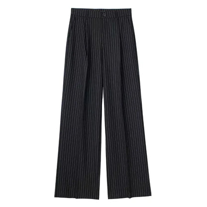 ASDS Women's Formal Pants Office Wear Women Striped Grey Black Pants Woman High Waist Baggy Suit Pants Casual Wide Leg Trousers