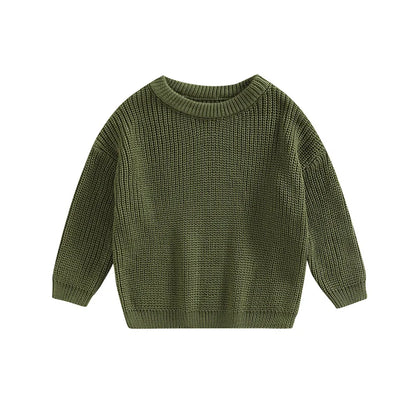 Suefunskry Newborn Baby Girl Boy Knitted Long Sleeve Autumn Winter Sweater Solid Loose Pullover Casual Tops Kids Clothes 3M-5Y