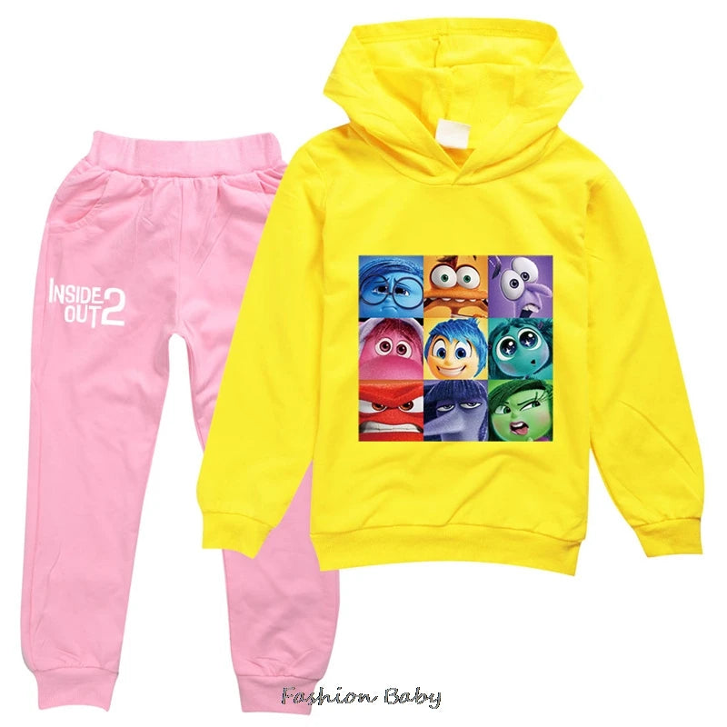 Inside Out2 Kids Hooded Clothes Baby Boys Tracksuit