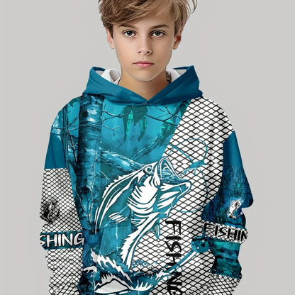 Kids Clothes Boys Hoodies Long Sleeve Creative 3D Fish Print Children Spring Fall Clothes Casual Stylish Outdoor Boys Clothing