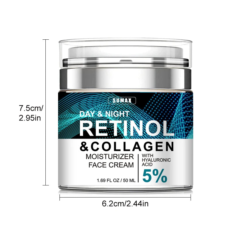 Sumax Retinol Collagen Face Cream 50ml Moisturizer with Hyaluronic Acid 5% Moisturizing Firming Brightening skincare