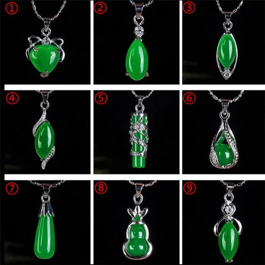 Natural Green Hetian Jade Pendant 925 Silver Necklace Chinese Jadeite Amulet Fashion Charm Jewelry Gifts for Women Her