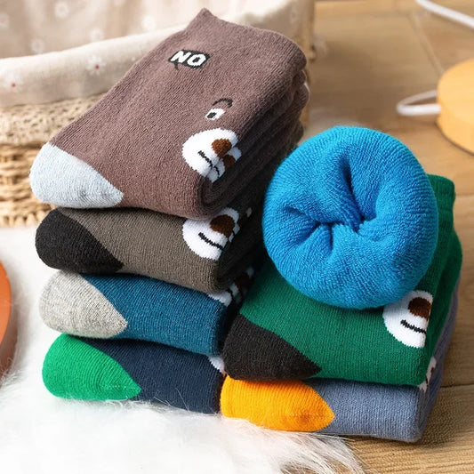 5 Pairs/Lot Kids Scoks Autumn Winter Kids Warm Thicken Cotton Socks Unisex Boys Girls Cute Cartoon Animal Socks