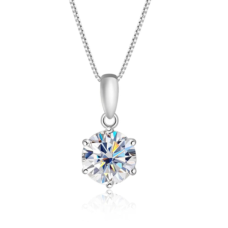 1CT 2CT D Color Moissanite Necklace Flawless Sparkly Simulated Diamond Pendant