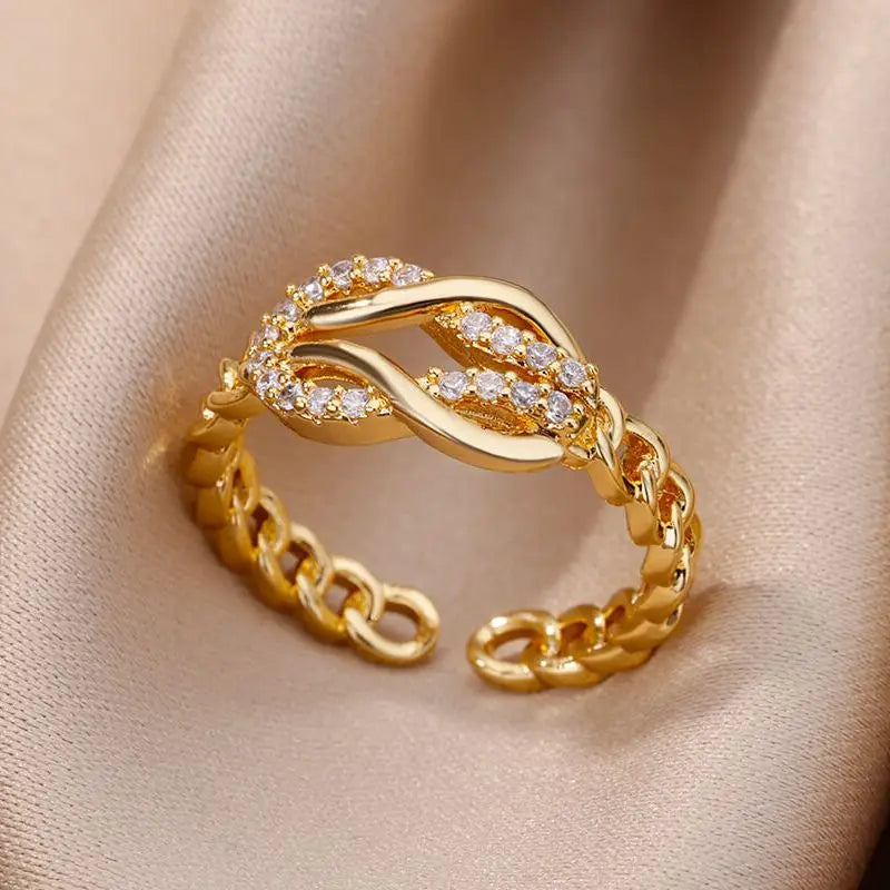 Zircon Infinity Rings for Women Girls Stainless Steel Luxury Ring 2023 New Trend Couple Wedding Aesthetic Jewelry anillos mujer