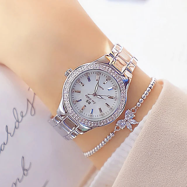 Golden Women Wrist Watches For Ladies Dress Watch Women Montre Femme Crystal Diamond Watches Stainless Steel Silver Clock