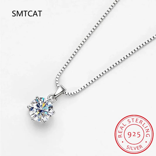 Real 1 Carat D Color Moissanite Bridal Pendant Necklace 100% 925 Sterling Silver Wedding Party Fine Jewelry Gift Wholesale