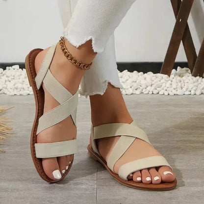 Summer new women's flat Roman sandals with non-slip rubber sole fashion women's shoes