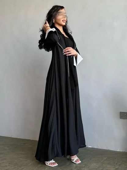 Winter Open Abaya Dubai Luxury Black Muslim Dress Saudi Abayas for Women Eid Arab Islamic Clothes Turkey Kimono Coat Kaftan Robe