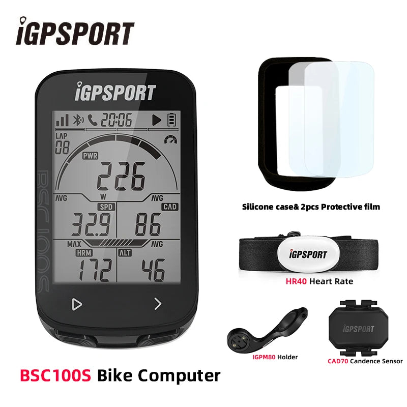 IGPSPORT BCS100S Bike Computer BLE ANT+ 2.6 Inch IPX7 Type-C 40H Battery Life Auto Backlight GNSS Stopwatch IGS Bicycle Computer