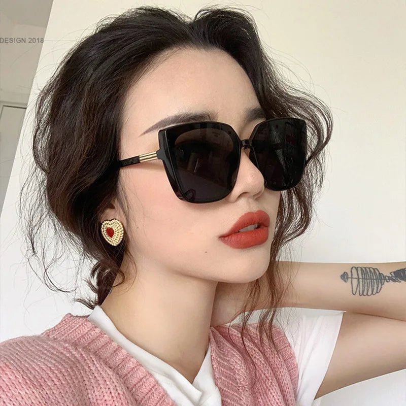 Square-framed Big Face European And American Trend Sunglasses Female Retro New Net Red With The Same Glasses Sunglasses