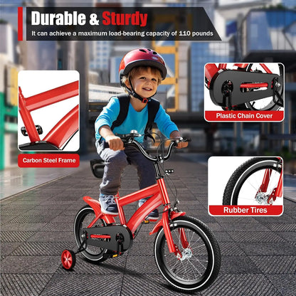 Kids Bike for Ages 3-6 Years Old Boys Girls 14 Inch Kid's Bikes with Training Wheels High Carbon Steel Children's  Bicycle