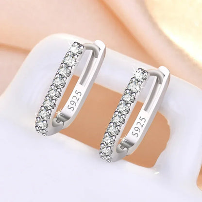 High-quality 925 Sterling Silver Crystal Fashion Circle Hoop Earrings for Woman Wedding Party Gift  Street Versatile Jewelry