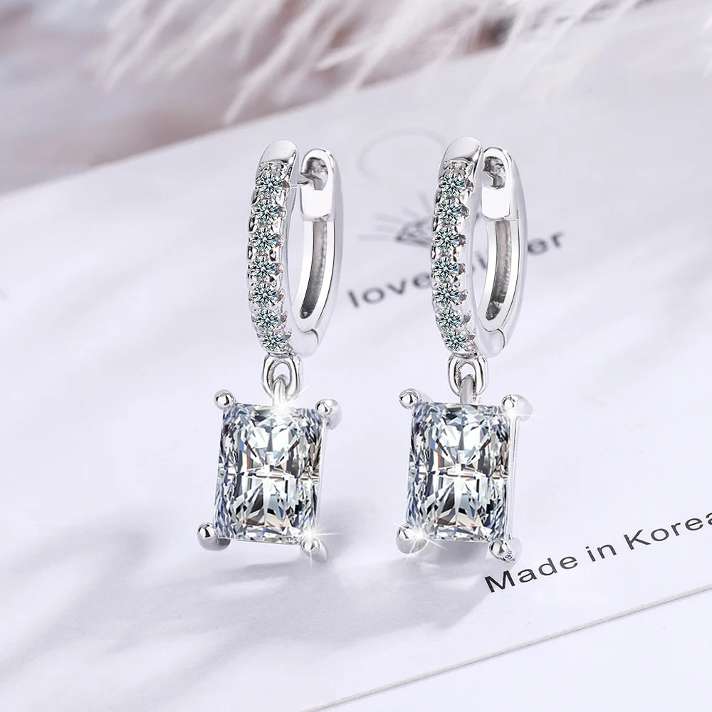 Certified Moissanite Hoop Earring for Women 925 Sterling Silver Round Diamond Dangle Earring Tiny Cartilage Huggies Drop Earring