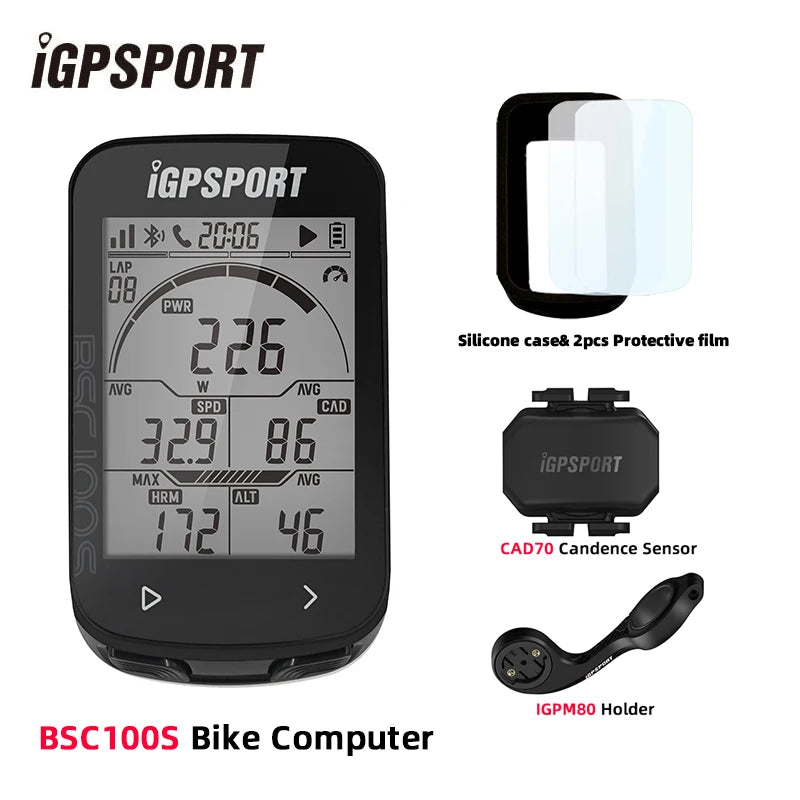 IGPSPORT BCS100S Bike Computer BLE ANT+ 2.6 Inch IPX7 Type-C 40H Battery Life Auto Backlight GNSS Stopwatch IGS Bicycle Computer