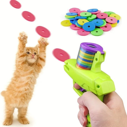 Funny Cat Toys Creative Turnip Gun with 15pcs Reusable Foam Frisbee Pet Hunting Interactive Toy Dog Cat Pet Supplies