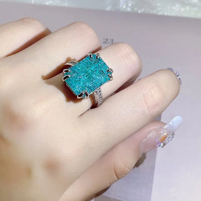 925 Silver New arrival Paraiba Tourmaline Gemstones Ring for Charm Lady finger fine jewelry silver wedding party wholesale gift