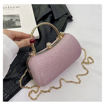 Wedding Bridal Beaded Women Evening Bag Dinner Bag Chain Shoulder Handbags Elegant Rhinestones Clutch Egg Shape Evening Bag