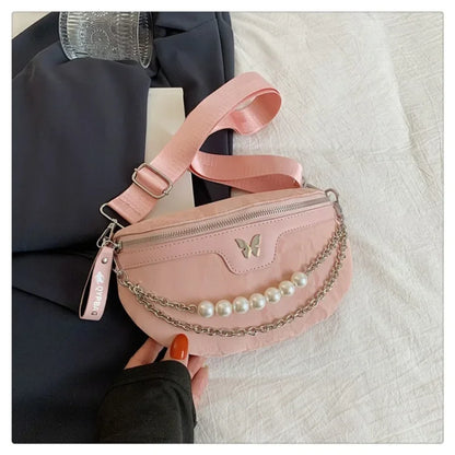 PU Car Stitching 2024 Hot Selling Waist Bag Zipper Bow Casual Chest Bag Versatile Soft Popular Trend Women's Crossbody Bag