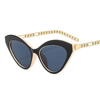 New Fashion Cat Eye Sunglasses Women Vintage Metal Chain Sun Glasses Ladies Shades UV400 Elegant Eyewear Oculos De Sol