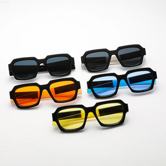 Classic Colorful Square Sunglasses 2024 Fashion Retro Trend Street Shooting Versatile Accessories Party Hip Hop Glasses Female