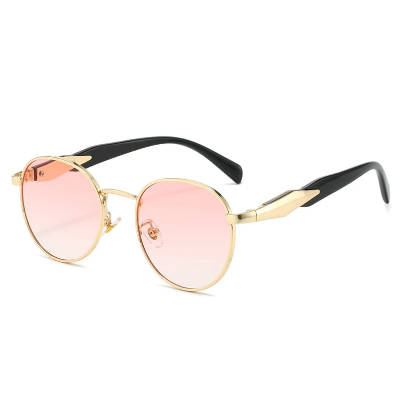 New Oval Metal Frame Sunglasses Women Designer Luxury Trendy Round Sun Glasses Ladies Classic Brand Vintage Shades Unisex