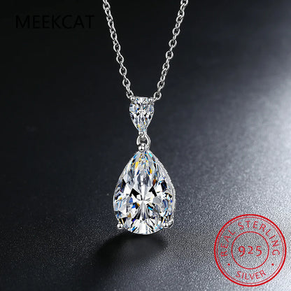 Real D Color 5ct Big Moissanite Necklace For Women Gift S925 Sterling Silver Water Drop Pendant Necklace Fine Jewelry