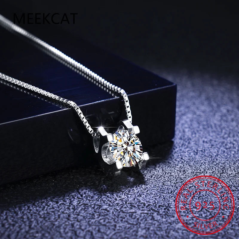 925 Sterling Silver 2ct Moissanite Diamond Necklace VVS1 D Color Pendant Necklace Wedding Jewelry for Women Girls Gift