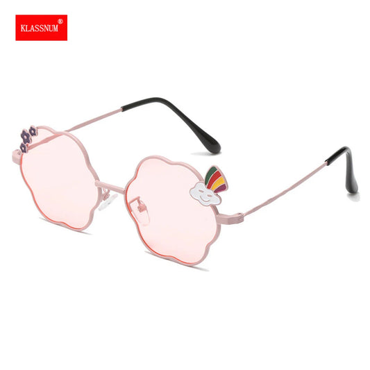 Girls Lovely Sunglasses Kids Metal Frame Sun Glasses Cloud Flower Children's Mirror Eyeglasses UV400 Eyewear Boys Infant Glasses