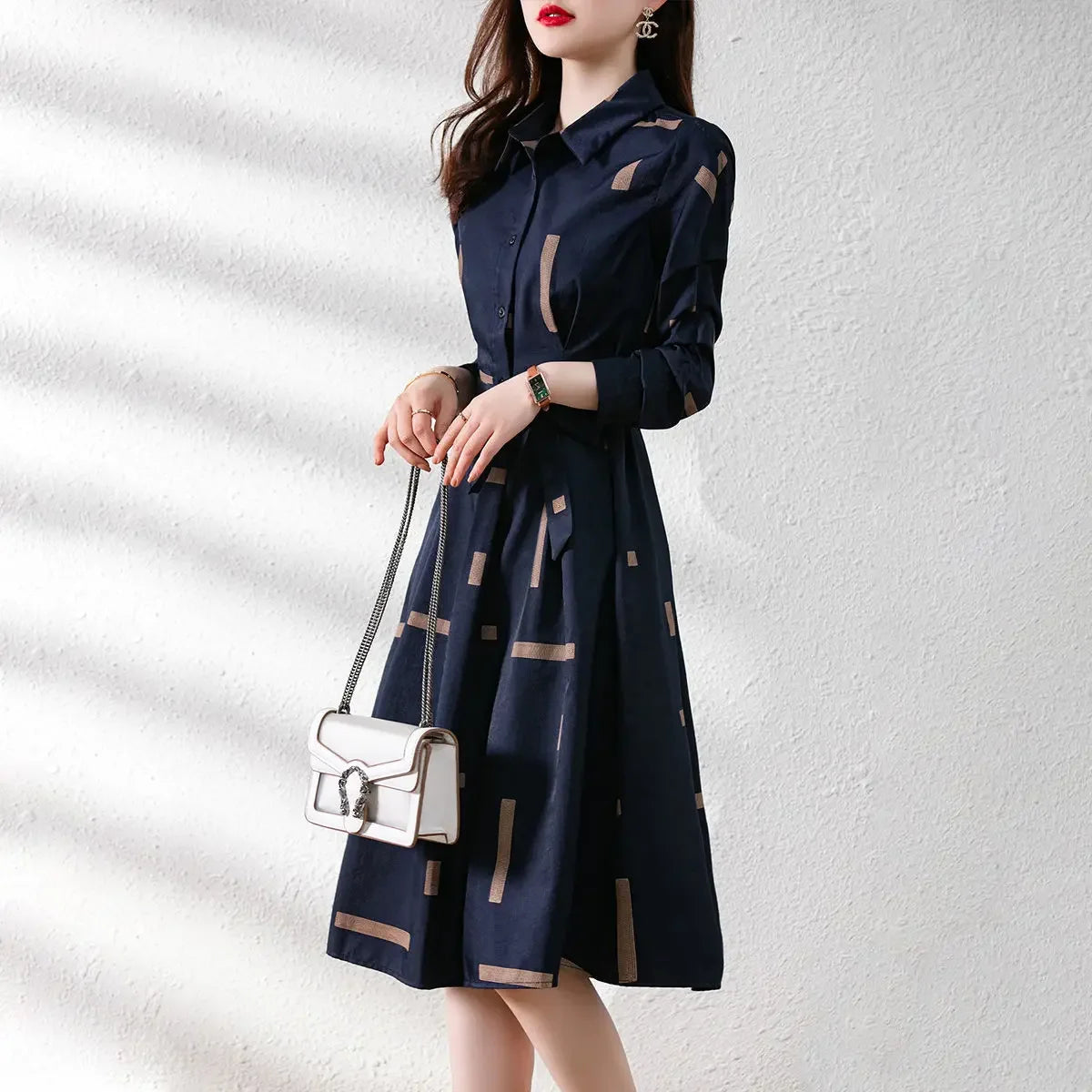 Spring Autumn Dresses for Women New In Midi Woman Long Sleeve Dress Casual Youth Korean Fashion Chic and Elegant Pretty Retro G