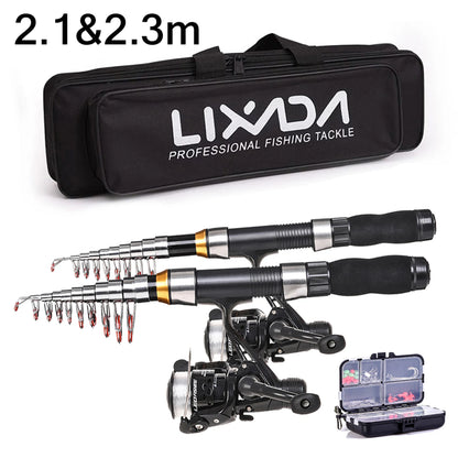 Lixada 2.1m 2.3 m Telescopic Fishing Rod Reel Combo Full Kit Carbon Fiber Rod Pole Spinning Reel Fishing Bag Case Pesca Gear Set