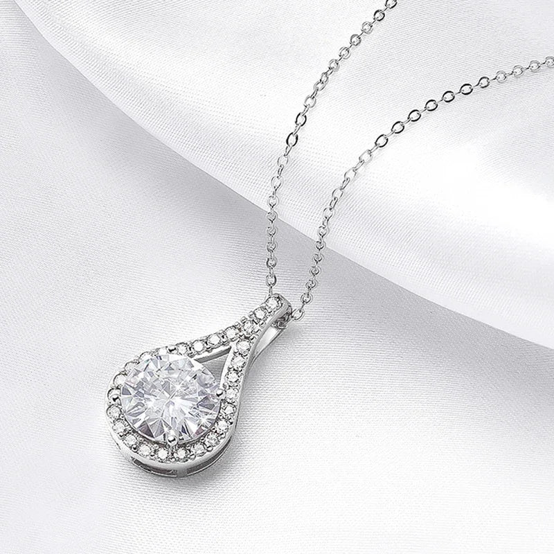 1-5ct Real Moissanite Necklace Sparkling S925 Sterling Silver Jewelry Water Drop