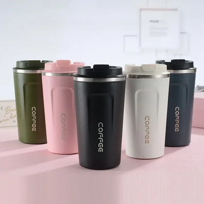 Portable 304 Stainless Steel Coffee Cup 380ml/510ml Vacuum Double-layer Insulated Cup Sealed Leak-proof Mug Outdoor Coffee Cup