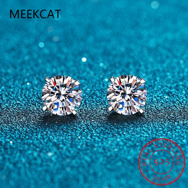 Moissanite D Color Total 0.6ct 1ct 2ct 3ct 4ct 6ct S925 Sterling Silver Stud Earrings for Woman