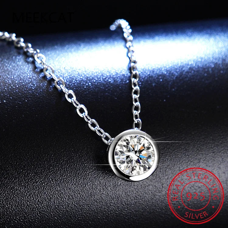 4mm 0.3ct D Color Moissanite Round Brilliant Cutting 18K Gold Plated 45cm 925 Sterling Silver Necklaces Wholesale