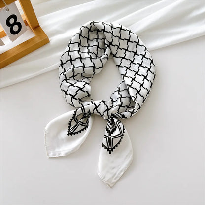 2023 New Print Silk Satin Headkerchief Women Luxury Design Neck Tie Scarf Female Hair Hand Wrist Foulard Shawl Hijab Bandana